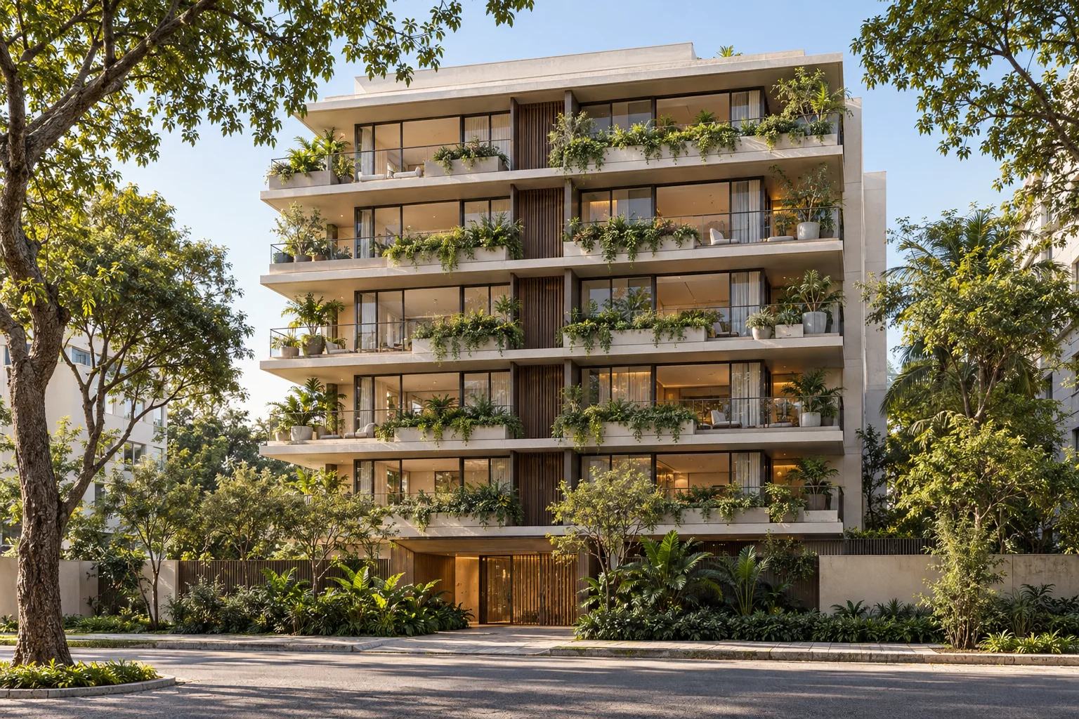 Fachada ilustrativa fictícia de Apartamento Jardim